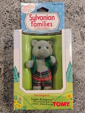 Sylvanian Families Logan Evergreen Bear in Green Vest And Plaid Pants by TOMY